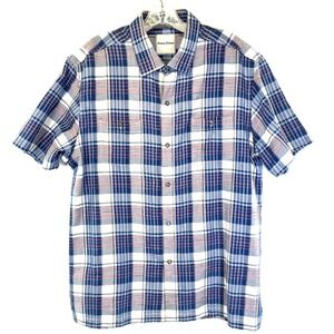 Tommy Bahama Mens Large Multicolored Plaid Silk Blend  S/S Shirt (F10) EUC